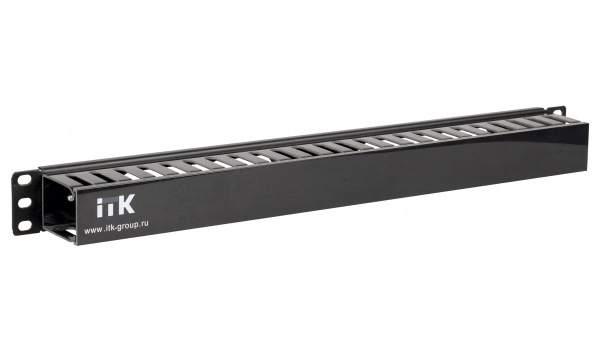 Пластиковый каб. органайзер с крышкой, 19", 1U, черный ITK/IEK