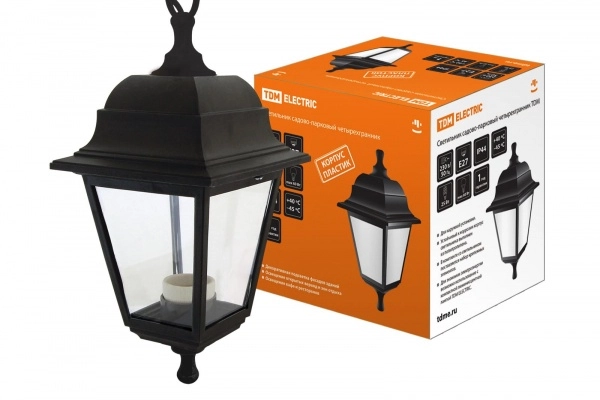 Светильник садово-парковый TDM НСУ 04-60-001 четырехгранник, подвесной, пластик, черный