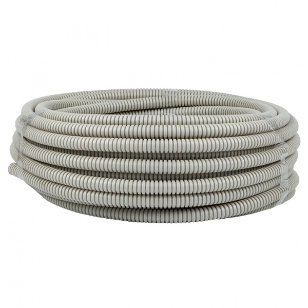 Труба ПВХ гофрированная с протяжкой 16мм серая легкая (25м) EKF Plast (кратно 25)