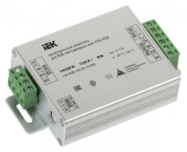 IEK Усилитель 12V, 4А, 144Вт  Магистральный PRO RGB 3 канала