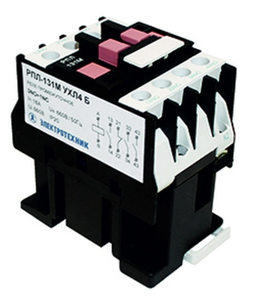 Реле промежуточное РПЛ-122М УХЛ4 Б, 220В/50Гц, 2з+2р, 16А, IP20, (ЭТ)