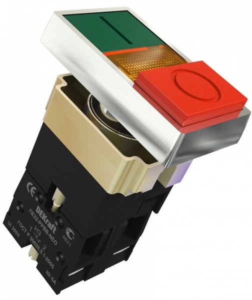 Переключатель I-O PPBB Φ22 мм Ццвет зеленый-красный неон 220В ПЕ-22 DEKraft  25062DEK Systeme Electric