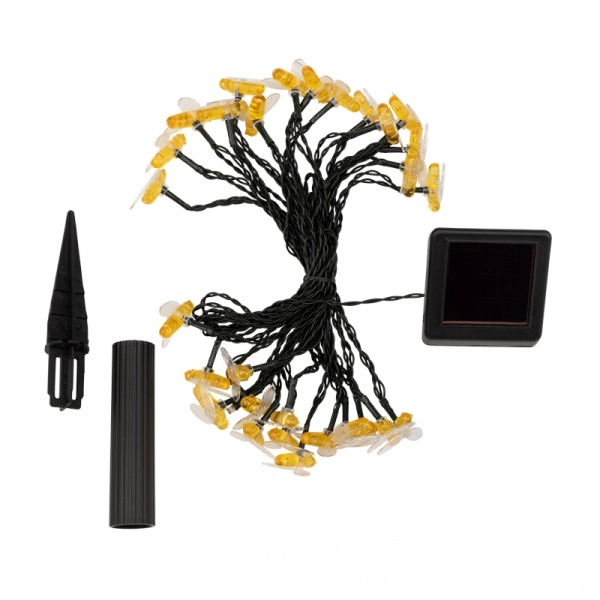 Гирлянда садовая (каскад) Янтарные Пчелы 5,8м, 2700К с аккумулятором и выносной солнечной панелью LAMPER