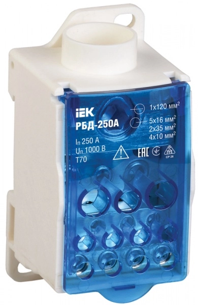 Блок распределительный на DIN рейку РБД 250А IEK