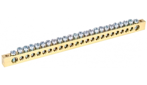 Шина нулевая 8х12 (24/2) Шина PEN "земля-ноль" 8х12мм 24/2 (24групп/креп по краям) IEK