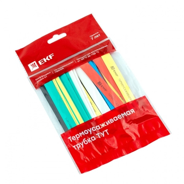 Термоусаживаемая трубка ТУТнг Набор 12,0/6,0 мм  Семь цветов по 3 шт. 100мм EKF (кратно 1)