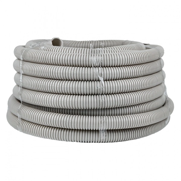 Труба ПВХ гофрированная с протяжкой 32мм серая легкая (25м) EKF Plast (кратно 25)