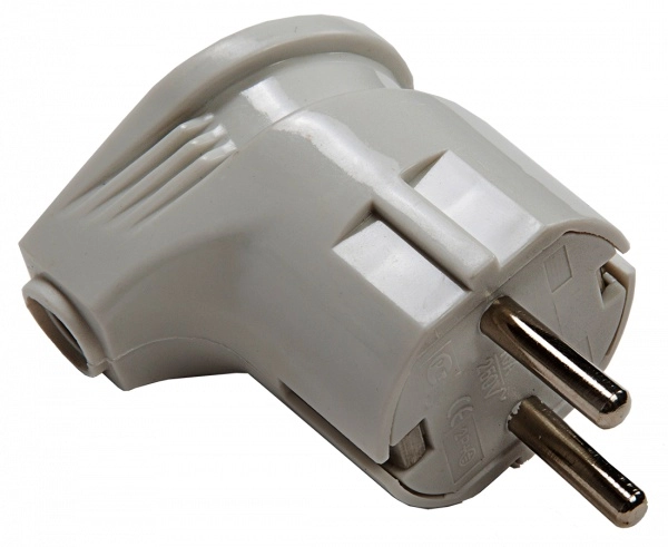 Вилка угловая с заземлением 16А 220В 3500Вт 4110 Белая IN HOME 4690612000558