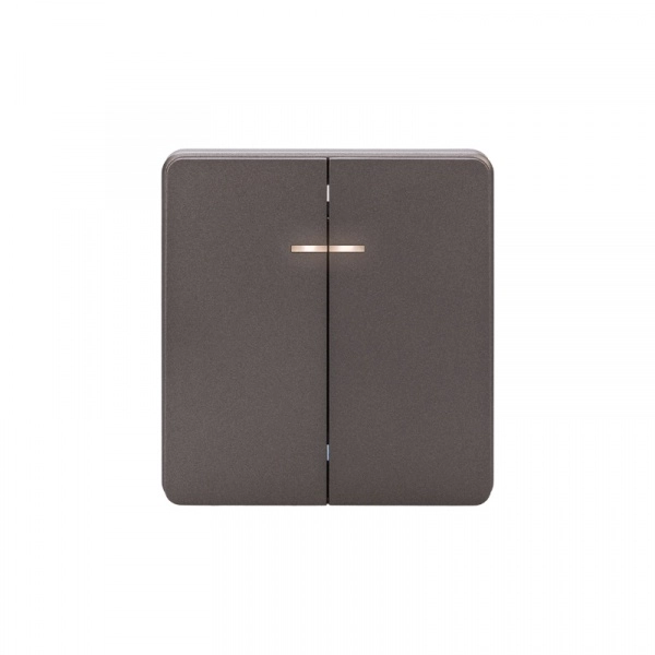 Выключатель двухклавишный с подсветкой ROUND 10А скрытой установки ТИТАН KRANZ (кратно 1)