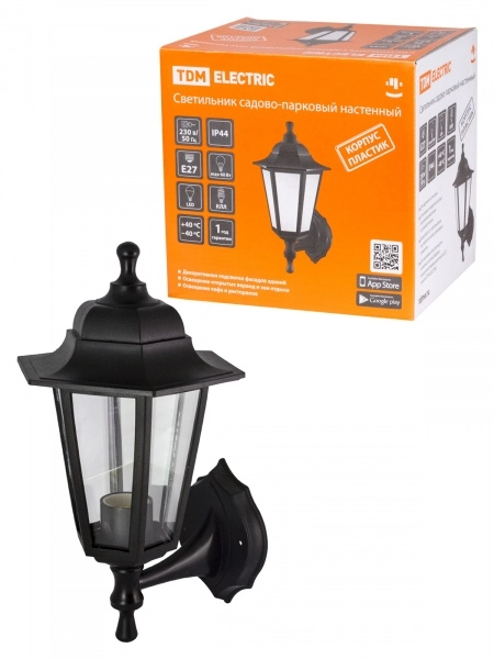 Светильник садово-парковый бра TDM НБУ 06-60-001 шестигранник, настенный, пластик, черный