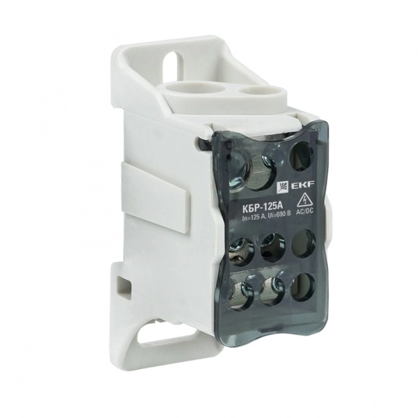 Блок распределительный на DIN РБ-125 1П 125А  (КРОСС) крепеж на монтажную  панель  и DIN рейку  КБР-125 A EKF (кратно 1)