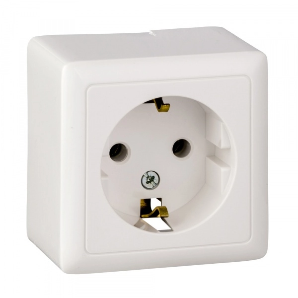 Розетка с заземляющими контактами 250В 16А IP20 ХИТ БЕЛЫЙ открытая установка РА16-133-б RA16-133-B