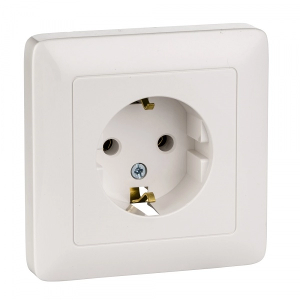 Розетка с заземляющими контактами 250В 16А IP20 ХИТ БЕЛЫЙ скрытая установка РС16-134-б RS16-134-B