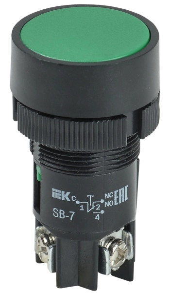 Кнопка SB7 "Пуск" зеленая 1з+1р d=22мм/240В GENERICA