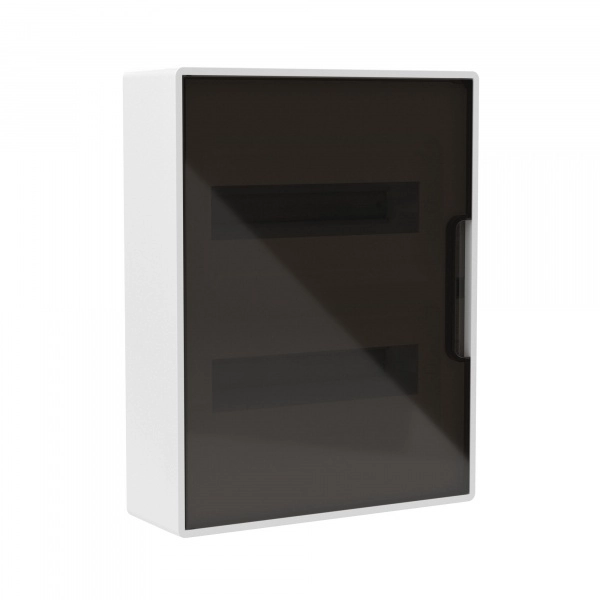 Щит ЩРН-24 398.6x311.6x102 мод настенный FRAME, белый, с тонированной дверцей, с шин. PEN2шт 8отв+ 2шт 6отв.