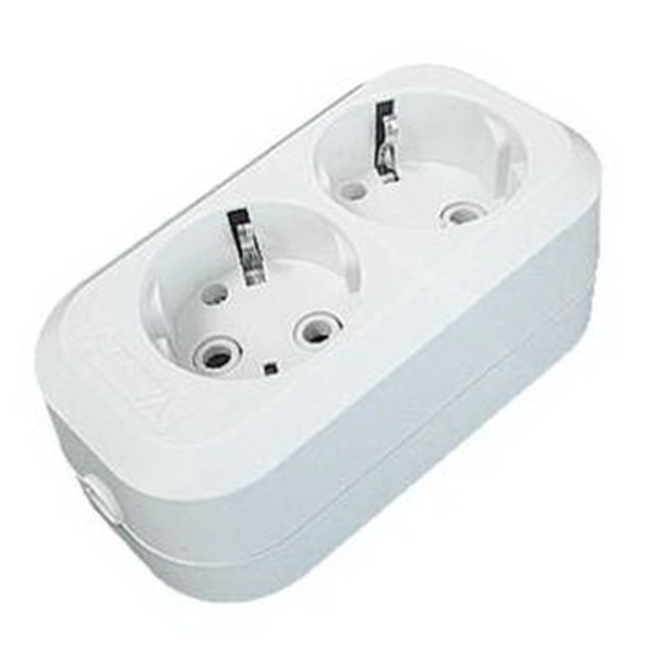 Колодка 2 гнезда с заземлением 16А 220В 3500Вт Белая UNIVersal E302