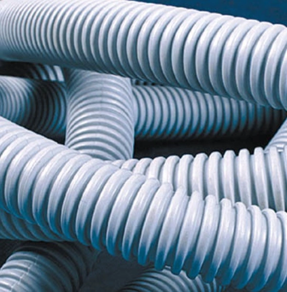 Труба ПВХ гибкая гофрированная д.16мм, лёгкая с протяжкой, 25м, цвет серый, DKC 9191625 (кратно 25)