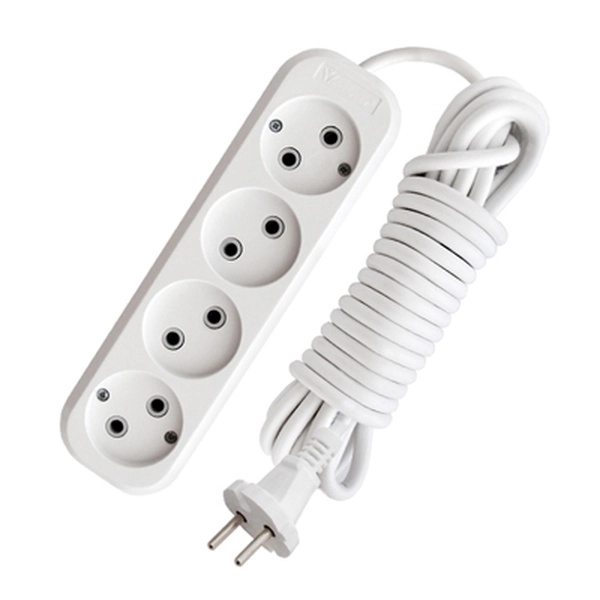 Удлинитель бытовой 4 гнезда 2м без заземления ПВС2х0,75 1А 2300Вт E-204 белый UNIVersal 9634266