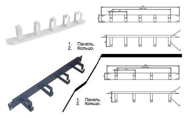 Кабельный органайзер металлический 19" 1U, 4 кольца, серый ITK