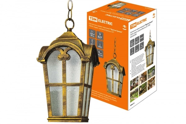 Садово-парковый светильник TDM "Братья Гримм" 100 Вт, подвесной, шагрень/бронза, Е27