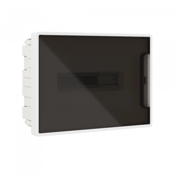 Щиток 12 мод встраиваемый FRAME, белый, с тонированной дверцей, с 2  шинами PEN на 6 и 8 отв. (кратно 1)