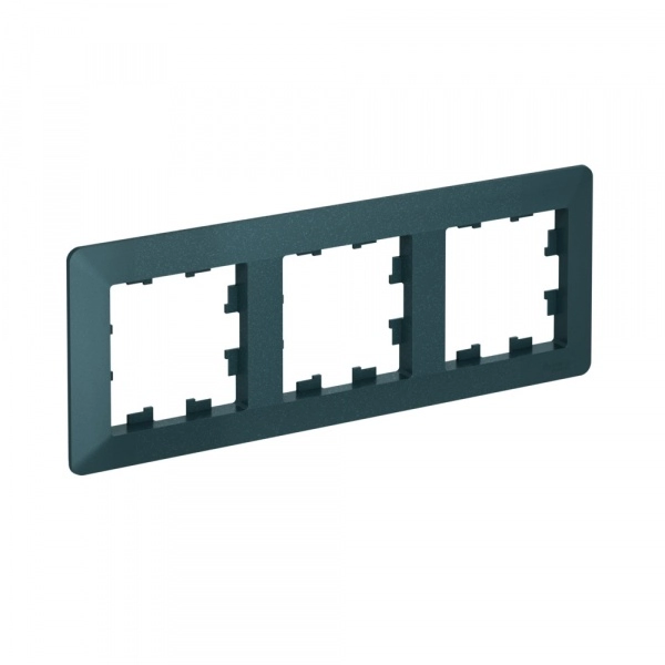 Рамка трехместная ATLASDESIGN AIR ИЗУМРУД/дымчатый черный