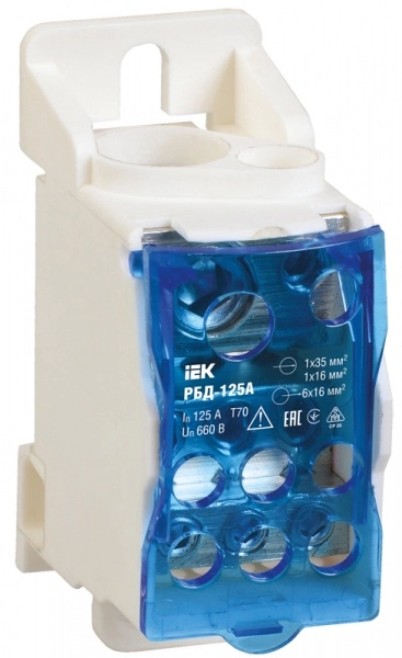 Блок распределительный на DIN рейку РБ-125 1П 125А РБД-125А IEK
