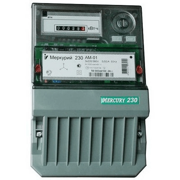 Счетчик трехфазный однотарифный Меркурий 230 АМ-01 5-60А 380В ОУ шкаф