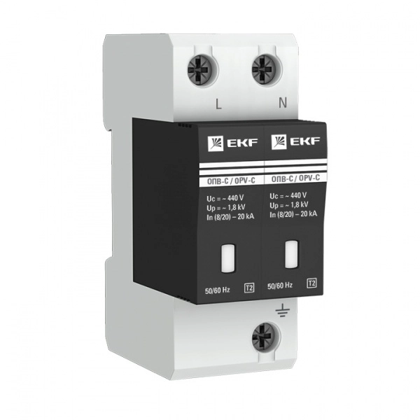 Ограничитель имульсных перенапряжений  2П  400B  20кА  EKF PROxima ОПВ-C (с сигнализацией) (кратно 1)
