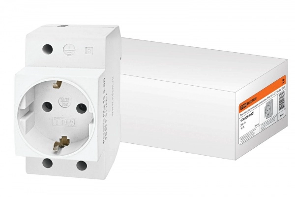 Розетка на DIN-рейку TDM PAp10-3-ОП с заземляющими контактами Shuko