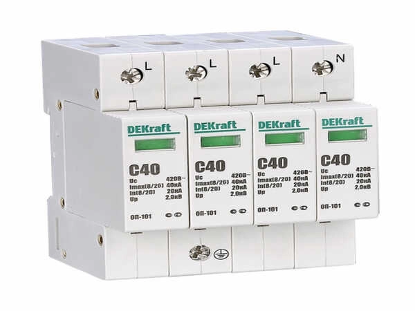 Ограничитель импульсных перенапряжений 4П 40кА C 420В ОП-101 DEKraft 18018DEK
