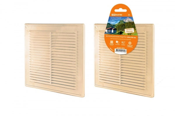 Решетка разъемная с москитной сеткой, бежевая 208х208 TDM