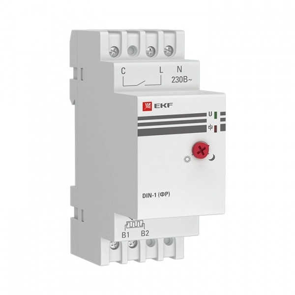 Фотореле EKF с выносным датчиком DIN-1 (ФР) 2-100Лк 25А (3000Вт) (кратно 1)