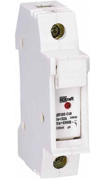 Держатель предохранителя типа C10 со светодиодной индикацией 1П ДП-102 DEKraft