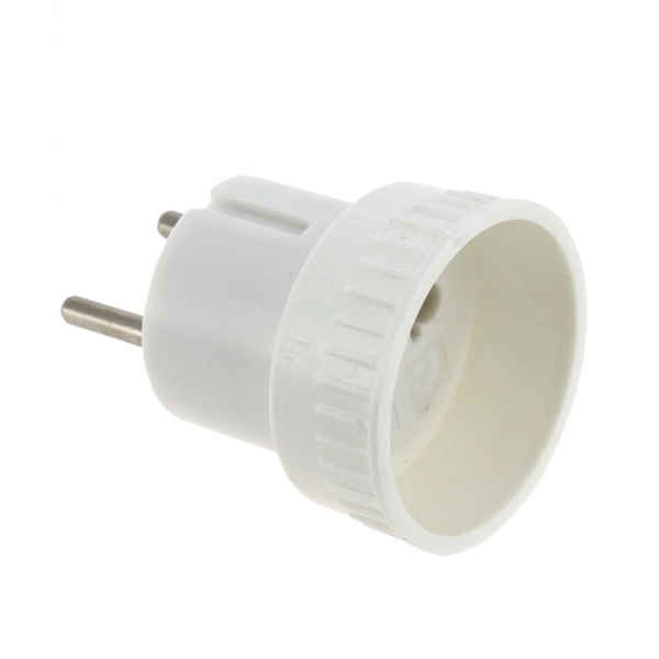 Переходник круглый евро без заземления 6А 250В Белый EKF AAP6-1