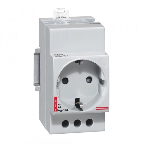 Розетка на DIN-рейку с заземляющими контактами 10/16A 250В со шторками Legrand  004285
