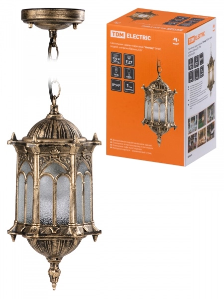 Светильник садово-парковый TDM "Ампир" 60 Вт, подвес шагрень/бронза Е27
