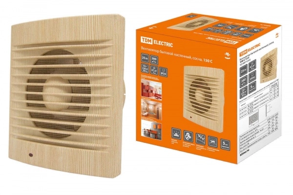 Вентилятор бытовой настенный 150 С сосна TDM