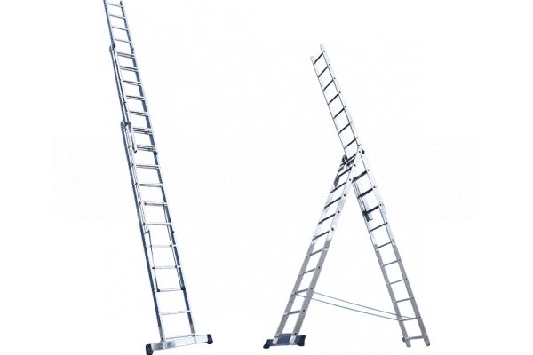 Лестница Алюмет 3-секционная, 9 ступеней, 252/419/588 алюминиевая 5309