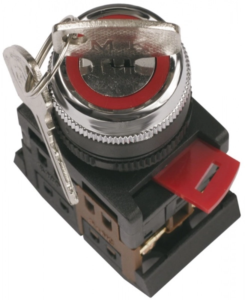 Переключатель АKS-22 на 2 положения "I-O" 1з+1р с ключом черный GENERICA