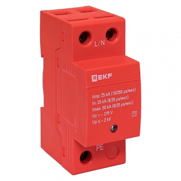 Устройство защиты от импульсных перенапряжений Класс 1 Iimp 25kA (10/350μs) 1П EKF (кратно 1)