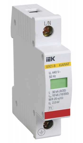 Ограничитель имульсных перенапряжений  1П  400В  ОПС1-B 1Р In=30kA  Un=400B Im=60kA  IEK