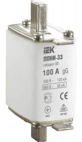 Плавкая вставка предохранитель габарит   00  100А IEK ППНИ-33