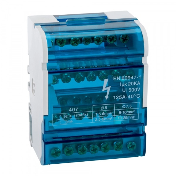 Шина нул. 4х 7 гр.DIN 100А в корпусе КЭАЗ