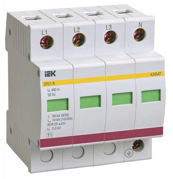 Ограничитель имульсных перенапряжений  4П  400B  30-60кА  IEK  ОПС1-В
