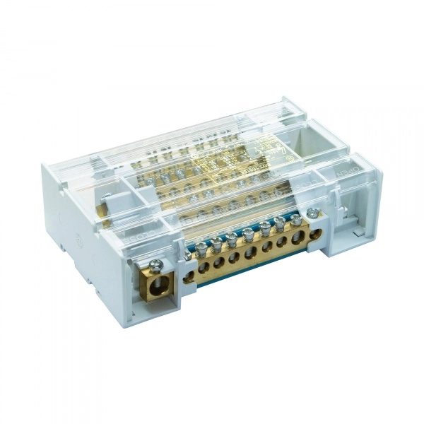 Блок распределительный на DIN рейку c выносной клеммой 4р 160А, 7х7мм 1х8мм 1х9мм 1х12мм