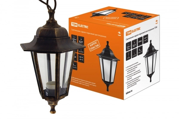 Светильник садово-парковый TDM НСУ 06-60-001 шестигранник, подвес, пластик, бронза