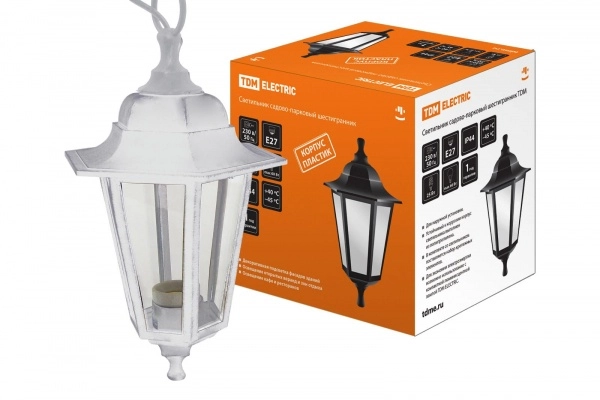 Светильник садово-парковый TDM НСУ 06-60-001 шестигранник, подвес, пластик, белый SQ0330-0733
