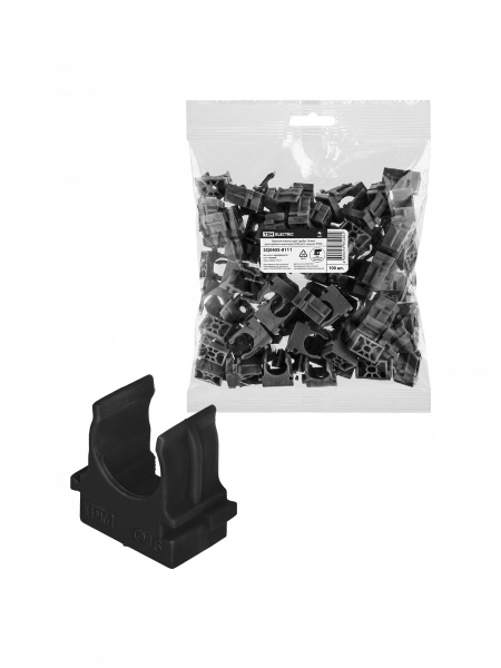 Крепеж-клипса для трубы 16 мм для прямого монтажа (100 шт.) черная TDM (кратно 100)