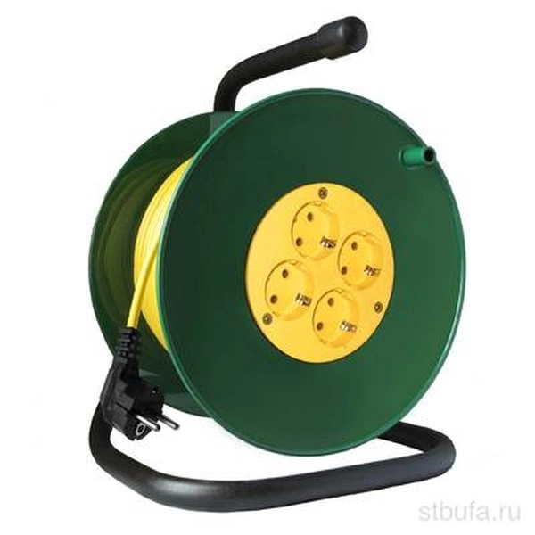 Удлинитель на катушке с заземлением 4 гнезда 30м ПВС3х2,5 на катушке Союз (Универсал) 481S-3703